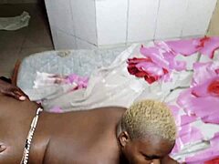 Ebony slut takes big black cock deep.