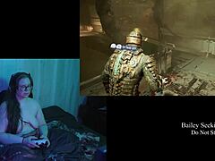 Playing Deadspace naked in part 6 with my big natural tits out