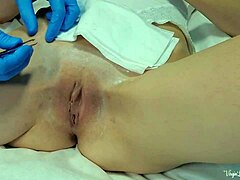 Close-up depilation treatment in latex