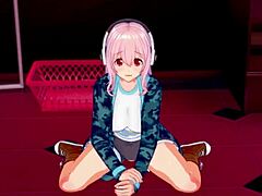 super sonico gets so horny modeling, her hentai side shows!