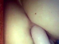 amateur teen 18+ experiments with double dildo for ass masturbation and penetration fun