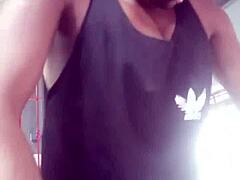 Two young guys at the gym eye this fat girl, then go home to fuck her shaved pussy hard 😏