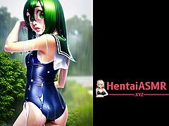 in this anime hentai, froggy sluts in bikinis masturbate around
