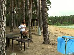 Busty Teen Rita Strokes Her Wet Pussy Intensely Outdoors with Big Tits Exposed