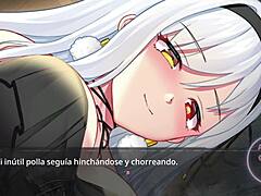 The witch is imprisoned in a sexual game with naked cartoons