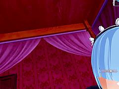 Male takes POV in Re Zero Rem 3D hentai anime game