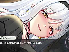 The witch is imprisoned in a sexual game with naked cartoons