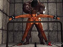 hot ebony cartoon girl with big boobs in restraints ready for rough anal with monster cock. oops!