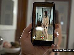 playful latina enjoys riding on top with friends.