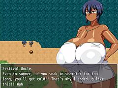 Tanned Girl Natsuki Hentai Game Ep 11 Village Chief Masturbates While She Changes in Public