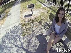 Scarlett Sawyer's mouth gets filled with cum in this rough teen scene