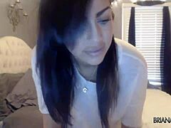 Briana Lee puts on a solo webcam show with natural tits masturbation in April 2015