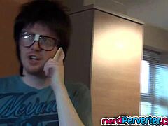 Oh man this incredibly cute ebony princess is sucking that nerd's cock like a pro in her casting interview