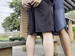 The young guys were fucking in the public square right in front of passersby. It was bold and outdoor.