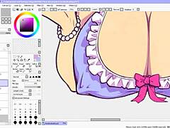 This hentai drawing highlights big tits and nipples