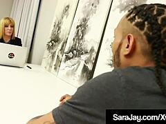 sara jay feels so horny bending over for big black cock in office, her huge ass shaking with passion