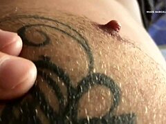 Playing with nipples and jerking off for huge cumshot solo  