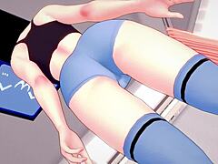 the tv woman uses sport clothes for quick sex in parody.