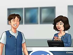 Manager's daughter sucked my dick behind the front desk at work in Summertime Saga. Kimmytoons captures the cartoon oral action with cum on face.