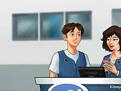 Manager's daughter sucked my dick behind the front desk at work in Summertime Saga. Kimmytoons captures the cartoon oral action with cum on face.