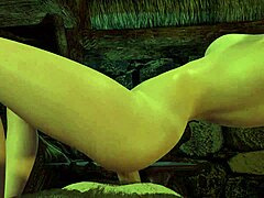 Slim blonde RIDES cock SIDEWAYS in Skyrim parody.