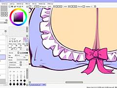 This hentai drawing highlights big tits and nipples