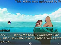 In this hentai game, my friend gets fucked on the beach with a monster cock. 😈