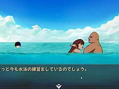 In this hentai game, my friend gets fucked on the beach with a monster cock. 😈