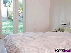 The tattooed brunette teen gets hardcore fucked by older dude. He jizzes on her small tits in fetish facial.