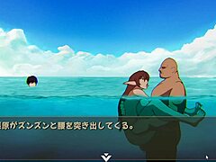 In this hentai game, my friend gets fucked on the beach with a monster cock. 😈