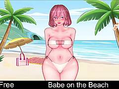 babe relaxes on the beach in anime style