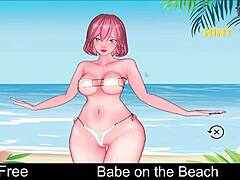 babe relaxes on the beach in anime style