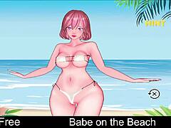 babe relaxes on the beach in anime style