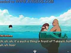 In this hentai game, my friend gets fucked on the beach with a monster cock. 😈