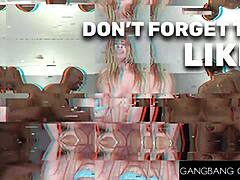 petite brunette hottie gets face fucked in wild gangbang creampie