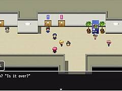 boy studies female body in library