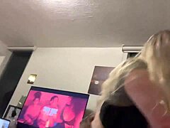 hey busty canadian pawg sits on lil d for sloppy blowjob and tit action pt 2