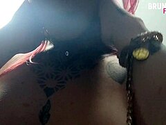 Brazilian Cowgirl Shows Silicone Tits