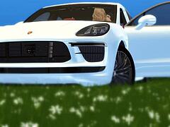 Mia Hayes drives her Porsche in an exciting adventure!