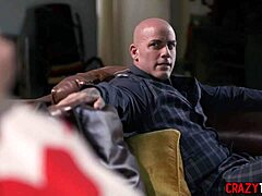 Stepfather disciplines stepdaughter in family scene.