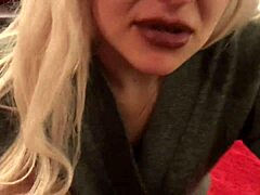 Small Blonde Teen Gives Deep Blowjob to Monster Cock