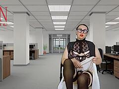 Secretară goală seduce șeful cu sâni și pizdă!