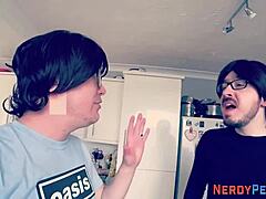 yorkshire geek tricked into blowjob by tattooed brit!