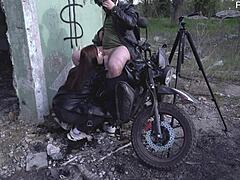 Hot Russian Milf Loves Motorcycles and Giving Handjobs to Big Cocks Outdoors! 🏍️🍆