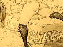 Vintage Erotic Drawings With Bold Cartoon Action