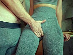 I can't stop touching my curvy stepmom in leggings after gym, pounding her doggystyle until creampie POV