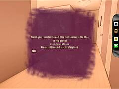 Step mom teases me in bedroom, jerking bottle like cock in hentai game