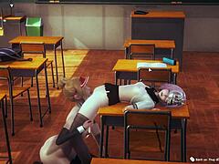 The student wears her school uniform in this anime story.