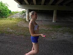 Blonde Teen 18+ Cameron Myxn Gets Fucked Outdoors In Doggystyle And Cowgirl Positions.