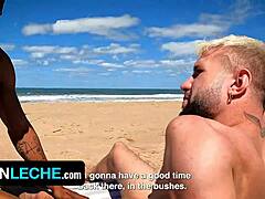 After fucking his gay friend straight dude plows a black stud at the beach